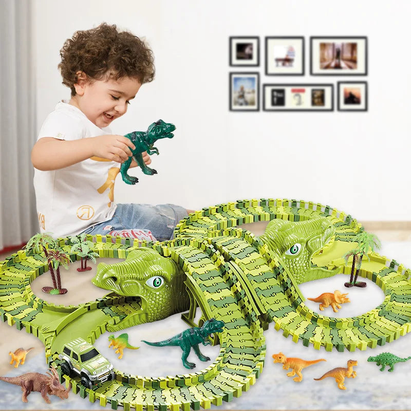 סט מסלול מרוצים דינוזאורים - המשחק שכל ילד חולם עליו! 🦖🚗✨