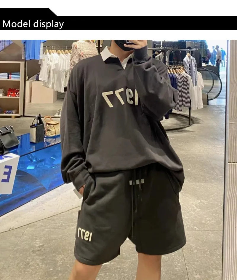 Shorts Men's and women's 1977 Contton casual quarter pants basketball sports gym loose high street cargo short hombre