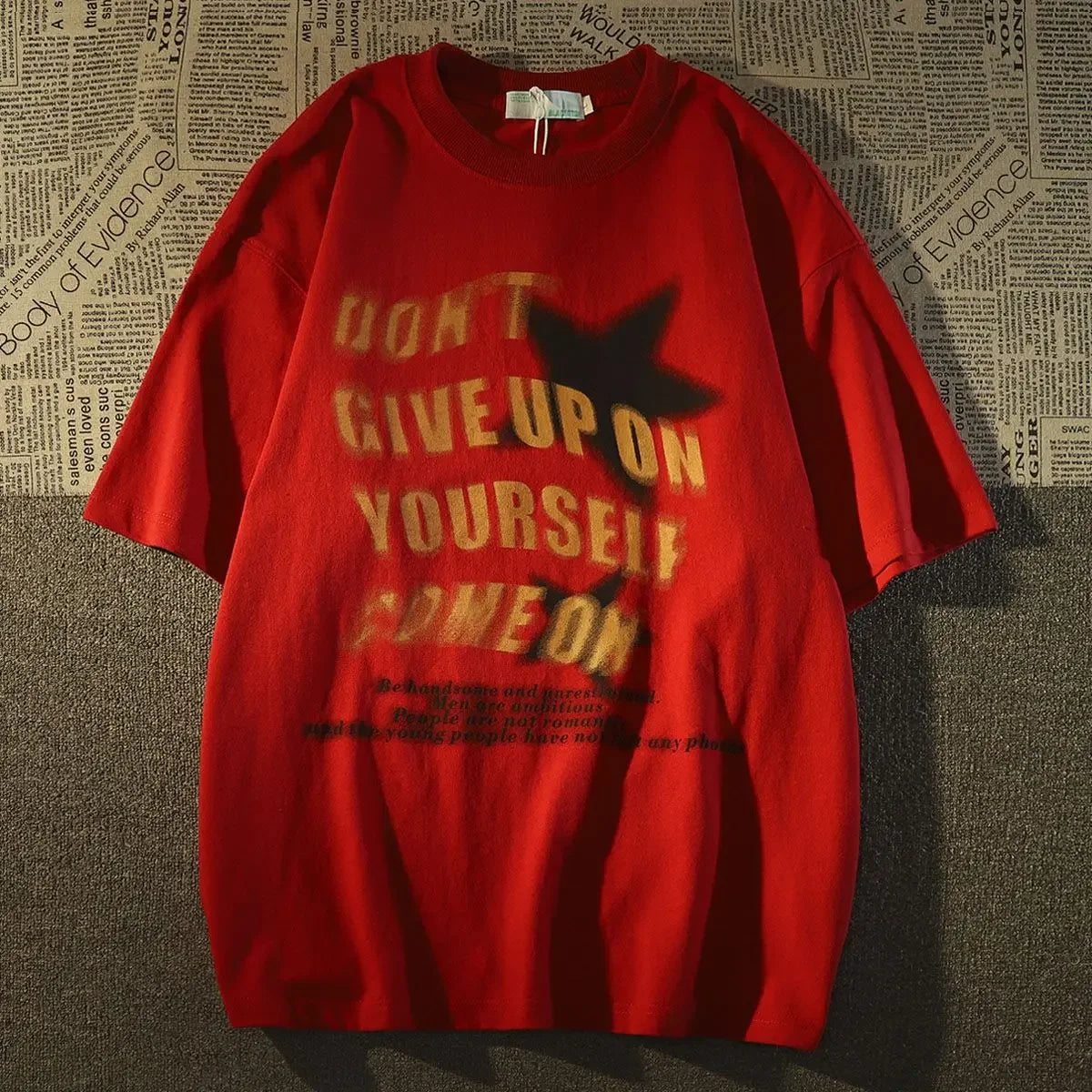 Cotton personality Graffiti Print T-shirt Top Fashion Y2K Men and Women Loose Street Hip Hop Retro Simple Short Sleeve Top