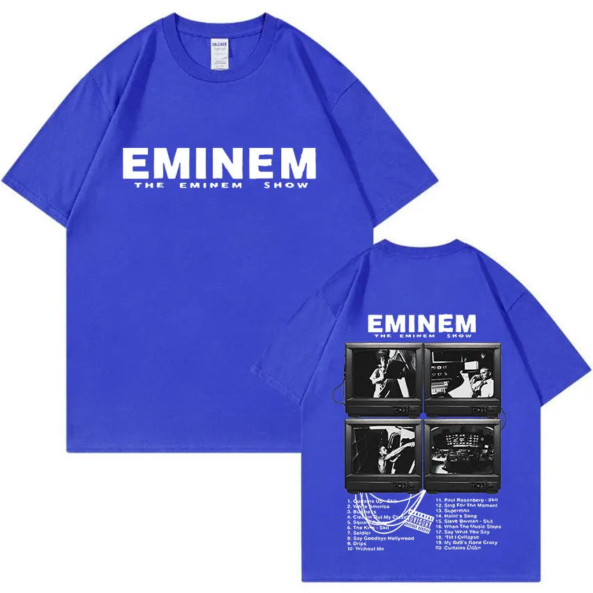 Rapper Eminem World Tour Graphic T Shirts Men's Women Hip Hop Trend T-shirt Summer Fashion Cotton Oversized Tee Shirt Streetwear
