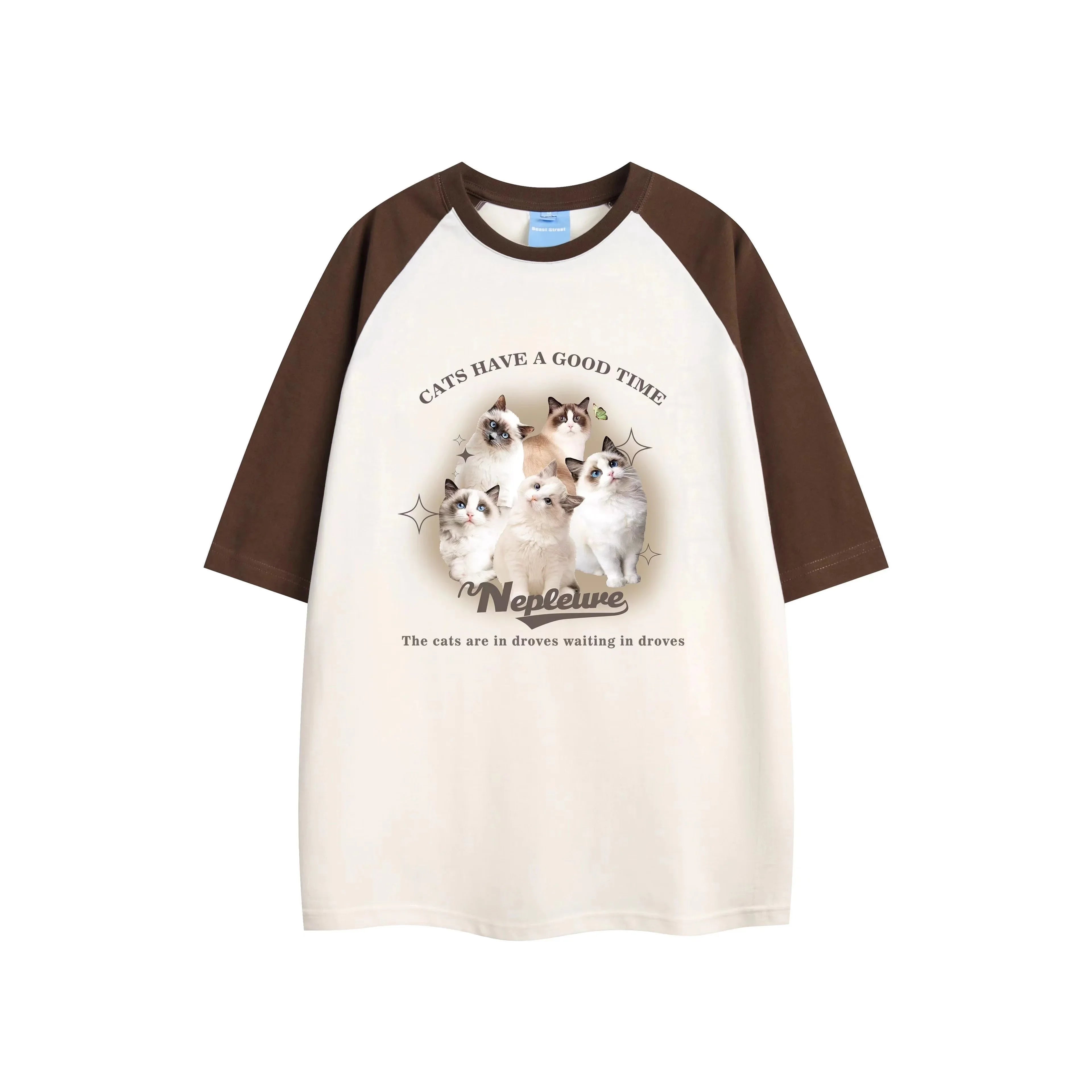 Cotton Cute Cat Graphic T shirt Summer Fashion Loose Women Vintage Personality Fresh art kawaii clothes Short Sleeve Tops