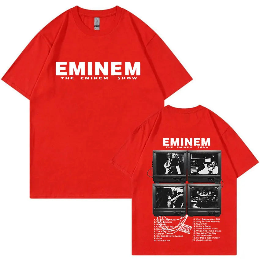 Rapper Eminem World Tour Graphic T Shirts Men's Women Hip Hop Trend T-shirt Summer Fashion Cotton Oversized Tee Shirt Streetwear