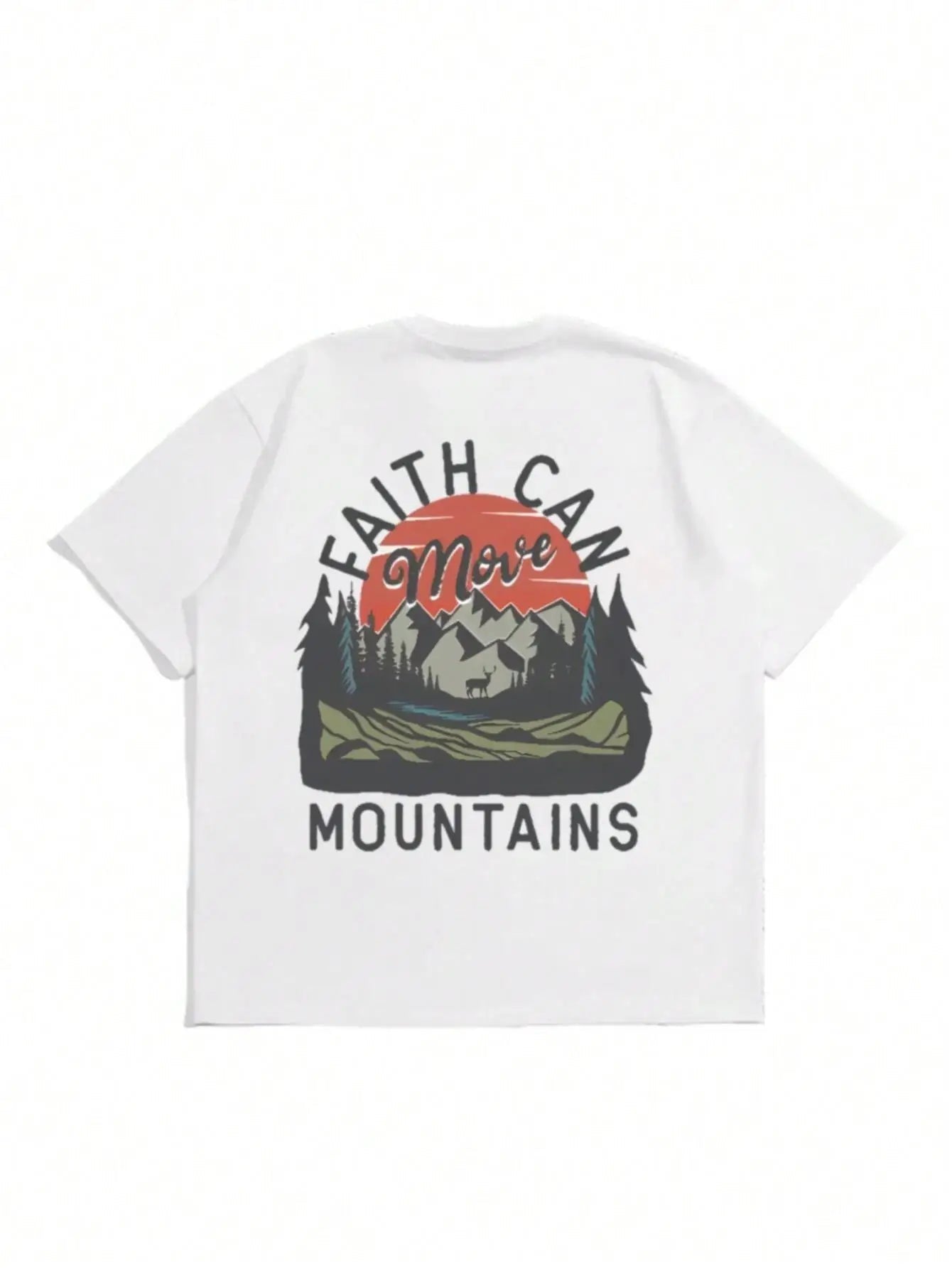 Faith Can Mountains Forward Direction Letter Men T Shirt Casual Oversize T - Shirt High Quality Cotton T - Shirt Summer Short Sleeve - Lucien Store