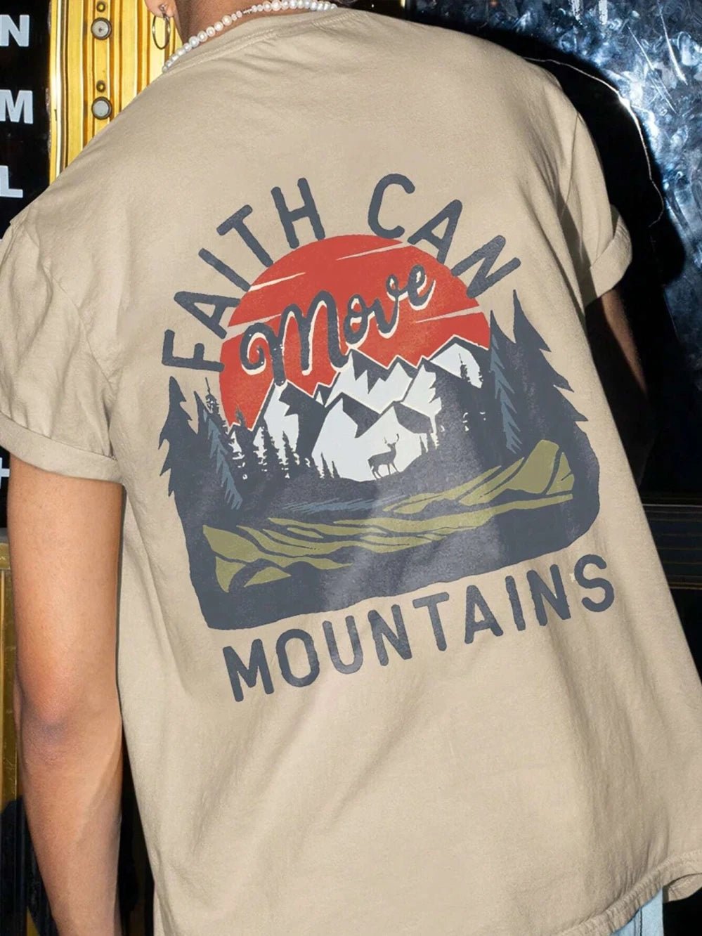 Faith Can Mountains Forward Direction Letter Men T Shirt Casual Oversize T - Shirt High Quality Cotton T - Shirt Summer Short Sleeve - Lucien Store