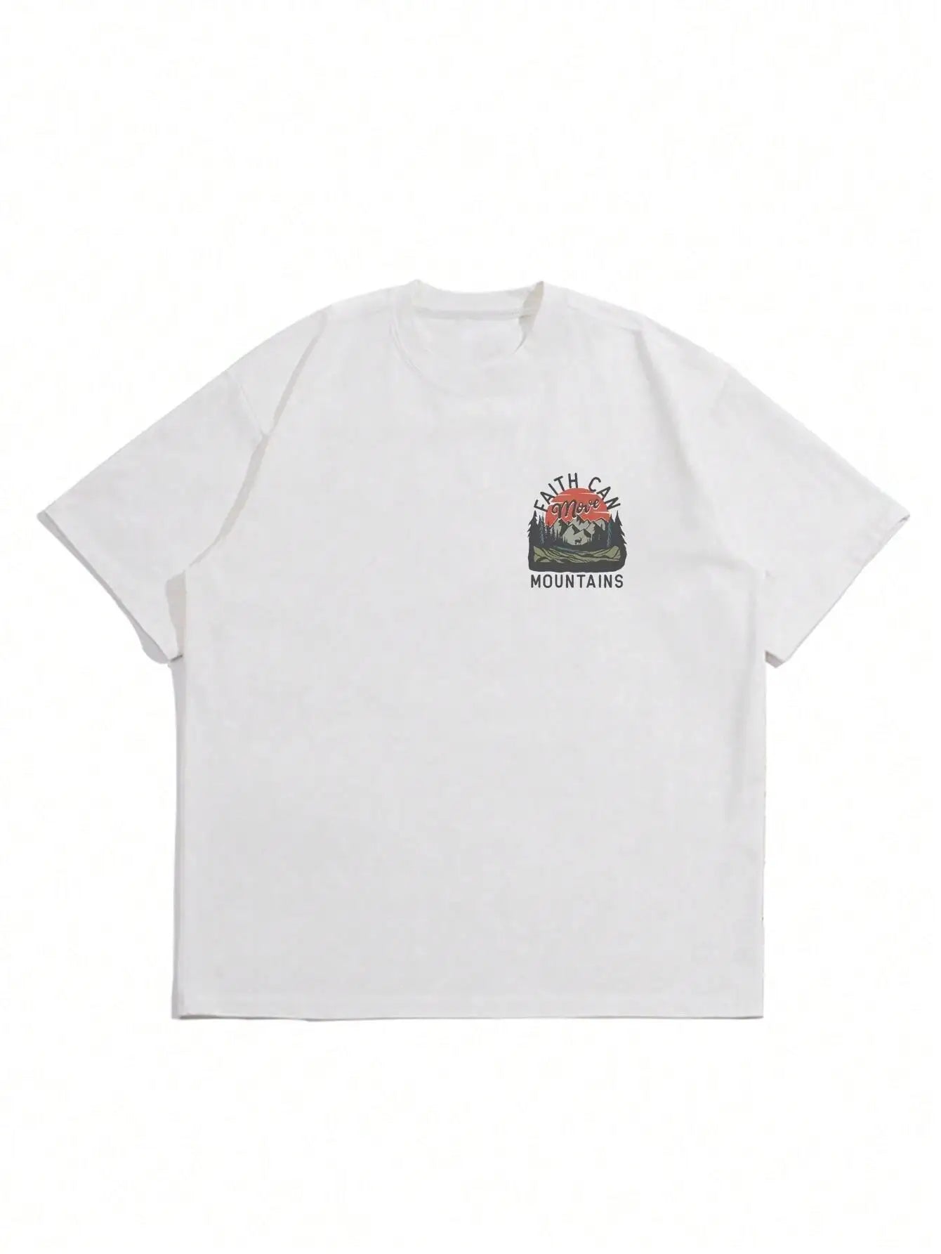 Faith Can Mountains Forward Direction Letter Men T Shirt Casual Oversize T - Shirt High Quality Cotton T - Shirt Summer Short Sleeve - Lucien Store