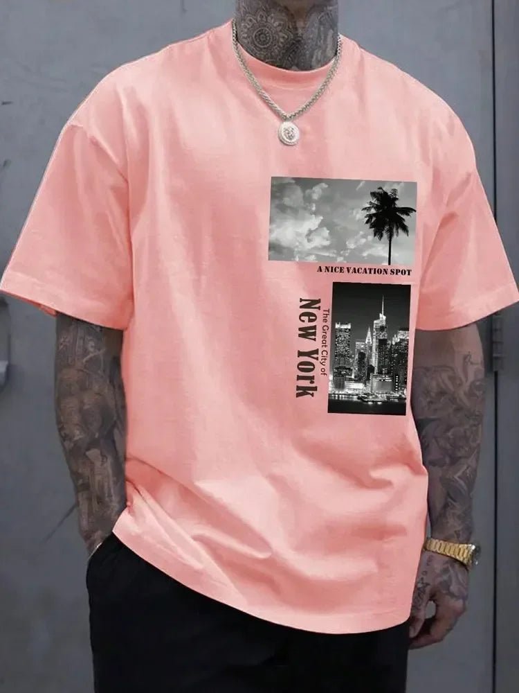 Men's Brand Cotton T - Shirt Fashion New York Letter Print Tee Casual Women Short Sleeve Top Summer Oversized Men T - shirt Clothing - Lucien Store