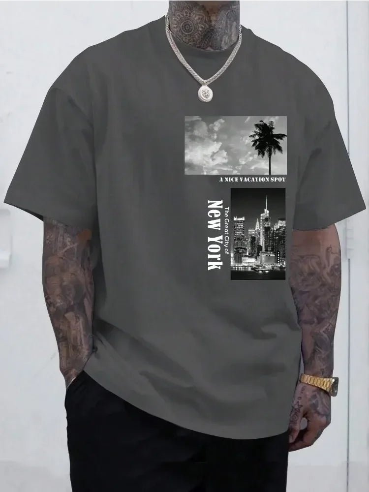 Men's Brand Cotton T - Shirt Fashion New York Letter Print Tee Casual Women Short Sleeve Top Summer Oversized Men T - shirt Clothing - Lucien Store