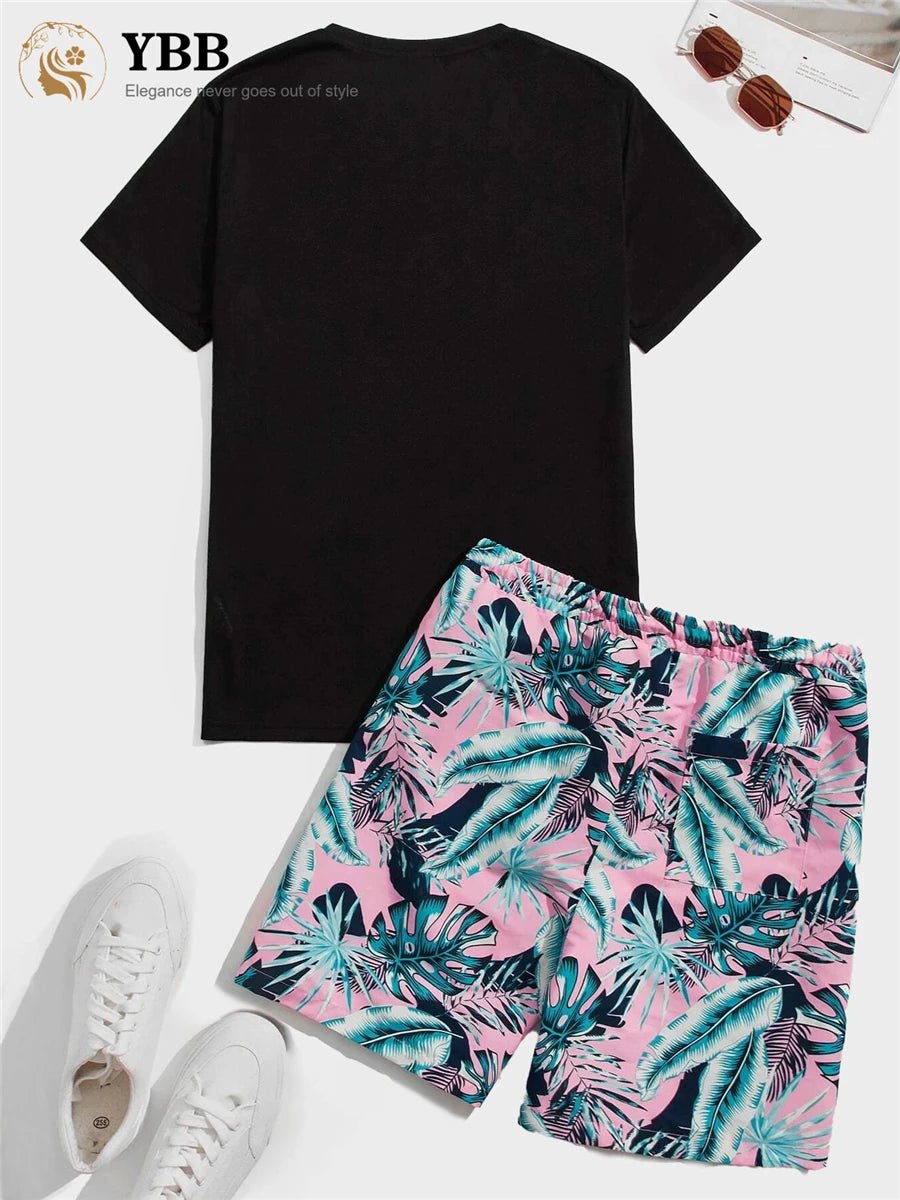 Men's Two Piece Sets Party Club New Fashion Short - sleeve T - shirt Spring Summer Chic Men Clothing Beach Lazy Vocation Gym Sets - Lucien Store