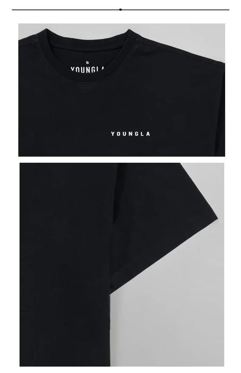 Summer Full Back Printed Short Sleeve Men Loose 240g Cotton T - shirt Cotton Round Neck Casual Fitness Sports Short Sleeve Men - Lucien Store