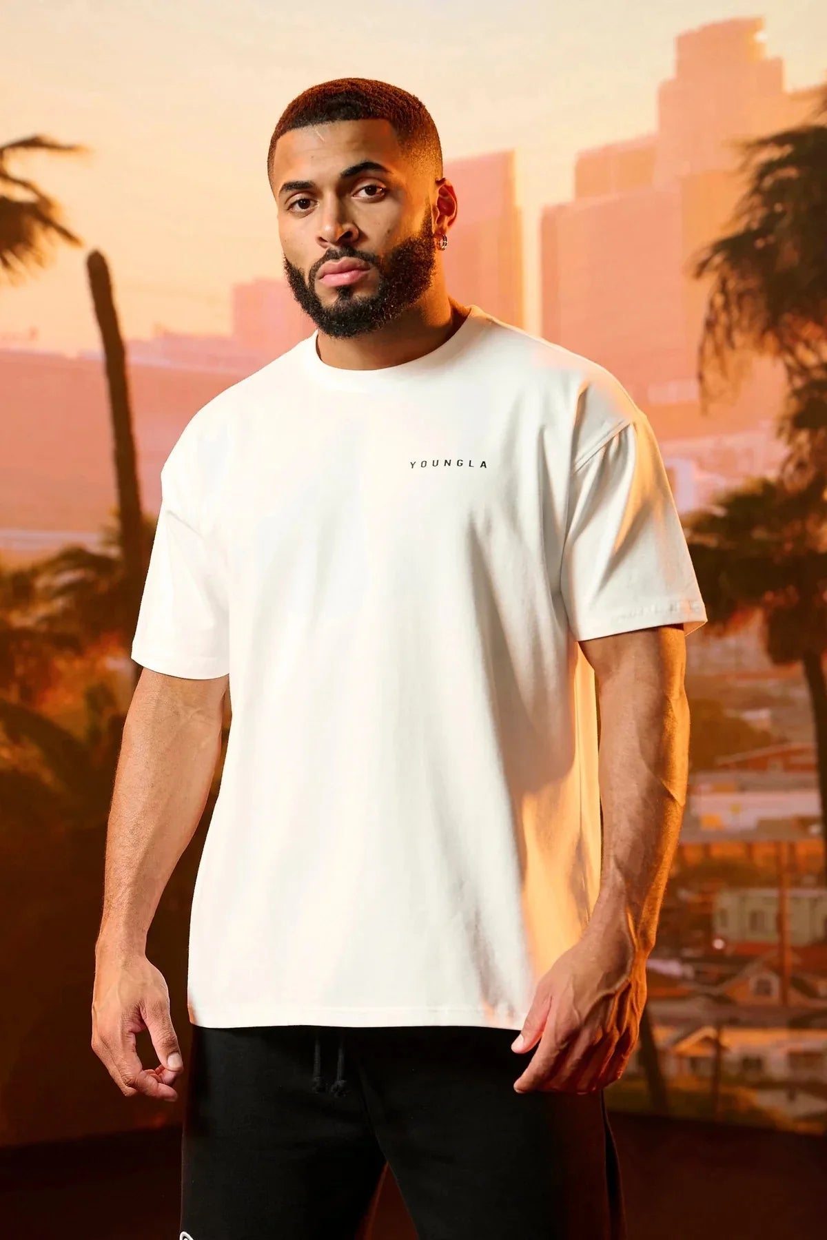 Summer Full Back Printed Short Sleeve Men Loose 240g Cotton T - shirt Cotton Round Neck Casual Fitness Sports Short Sleeve Men - Lucien Store