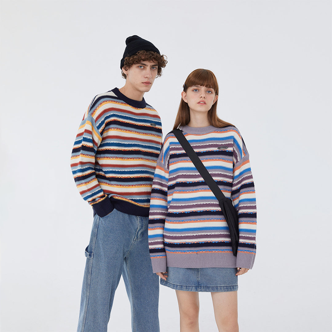 סוודר מק striped שיקי למראה אופנתי