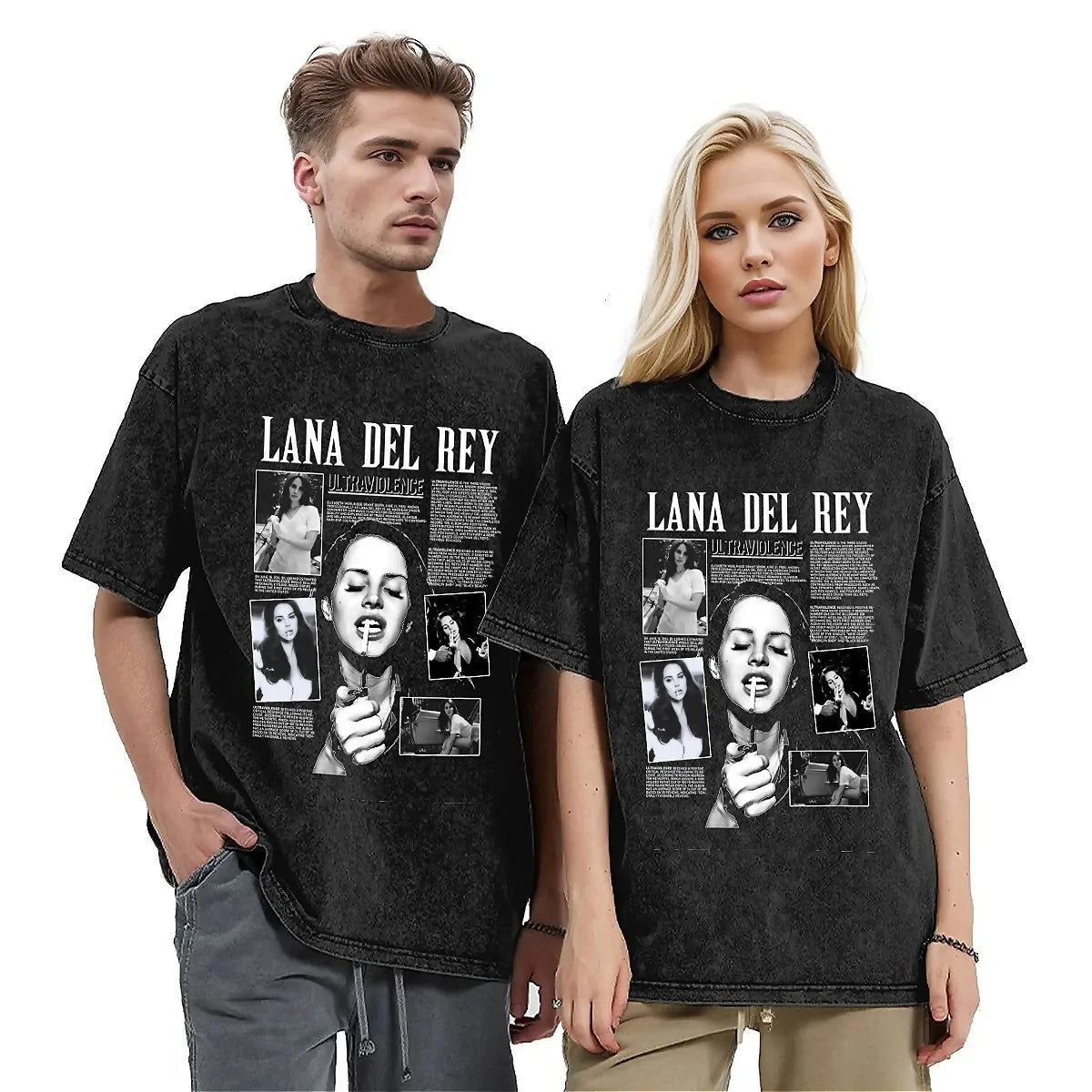 vintage Lana Del Ray Washed T - Shirt Men Streetwear Cotton T - Shirts Summer Crewneck Novelty Tees Design Oversize Tops - Lucien Store