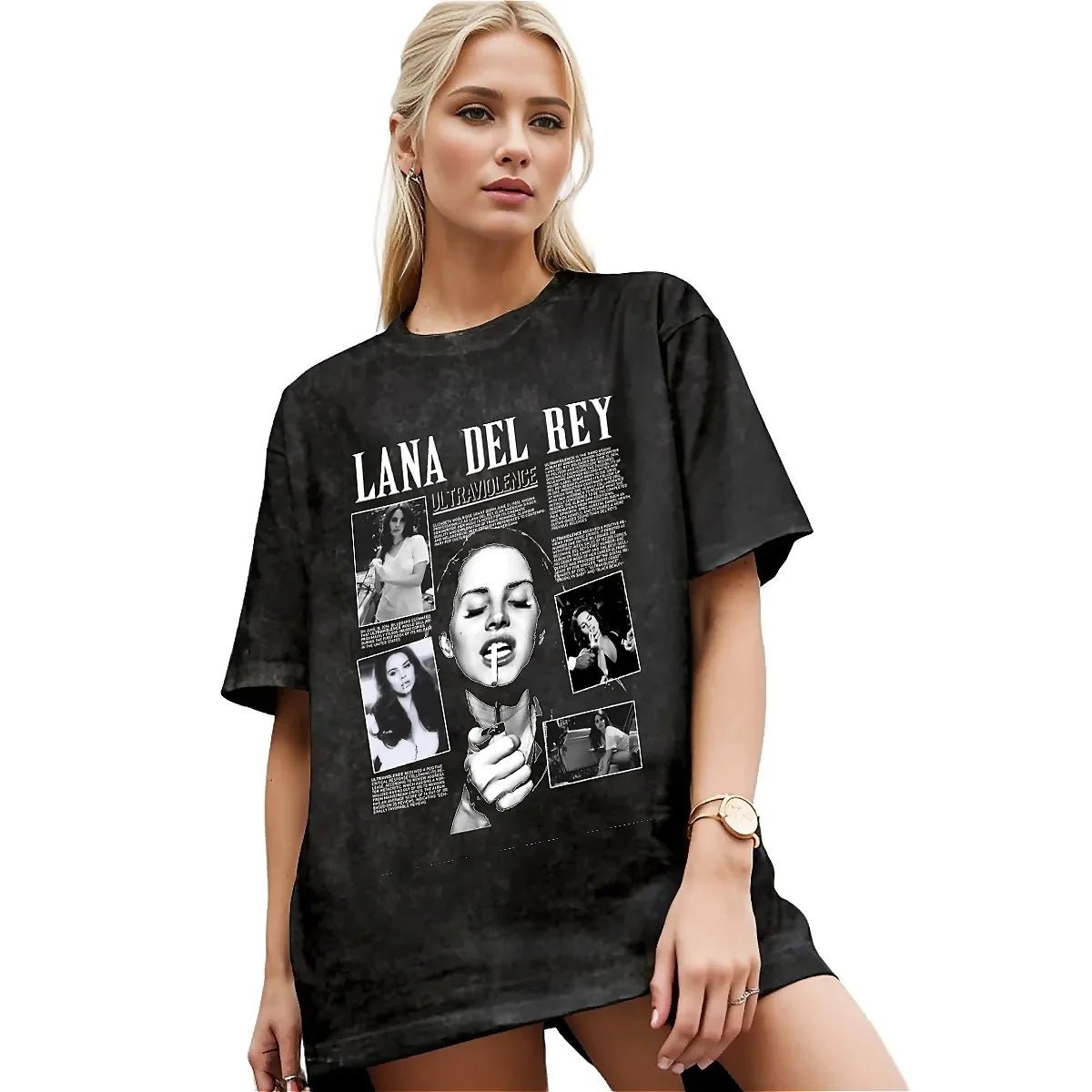 vintage Lana Del Ray Washed T - Shirt Men Streetwear Cotton T - Shirts Summer Crewneck Novelty Tees Design Oversize Tops - Lucien Store