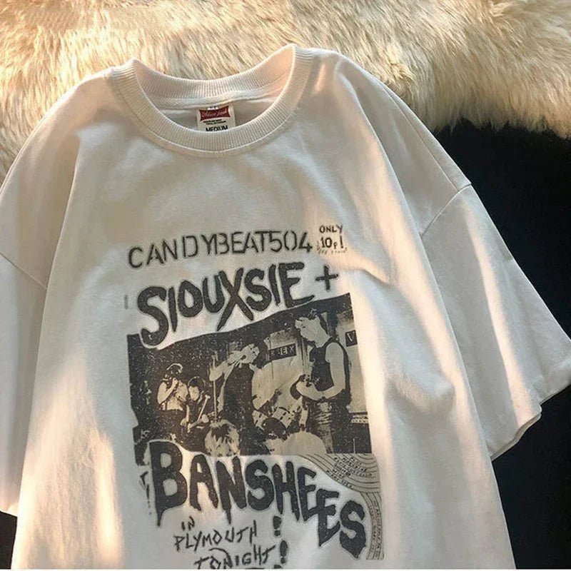 Vintage Letter Printing Oversized Short Sleeve Women TShirt Man Hip Hop Short Sleeve Streetwear T - shirt Clothes Loose Tee - Lucien Store