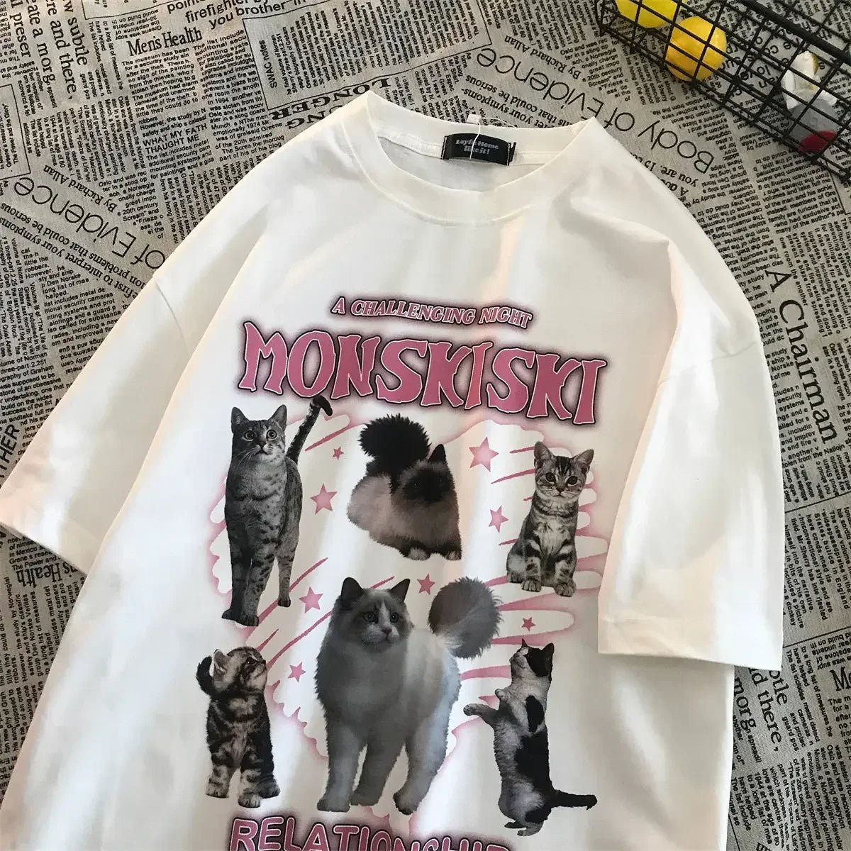 Vintage Letter Printing Oversized Short Sleeve Women TShirt Man Hip Hop Short Sleeve Streetwear T - shirt Clothes Loose Tee - Lucien Store