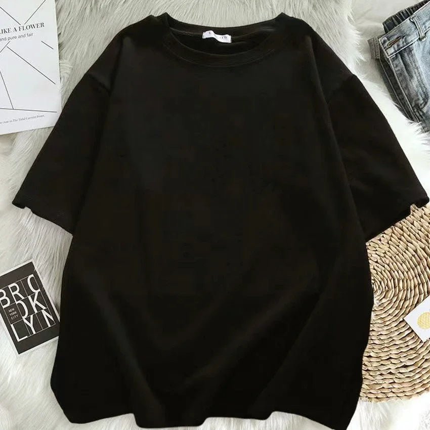 Vintage Letter Printing Oversized Short Sleeve Women TShirt Man Hip Hop Short Sleeve Streetwear T - shirt Clothes Loose Tee - Lucien Store
