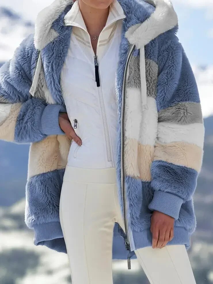 Alaska - striped winter jacket coat for women