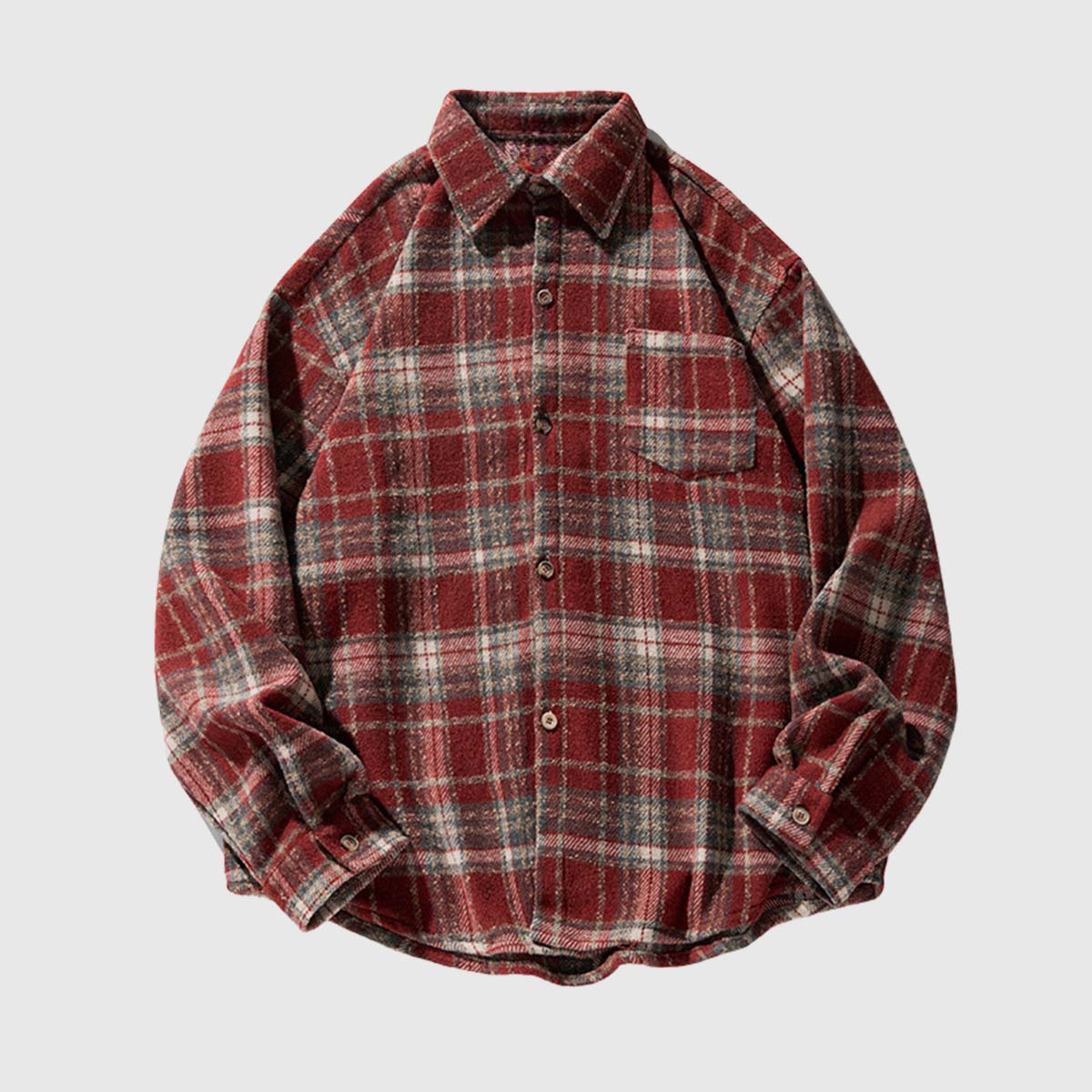 חולצת flannel משובצת בהשראת וינטאג' עם פרטי כפתורים