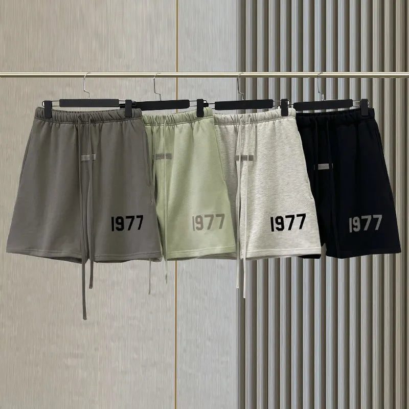 Shorts Men's and women's 1977 Contton casual quarter pants basketball sports gym loose high street cargo short hombre