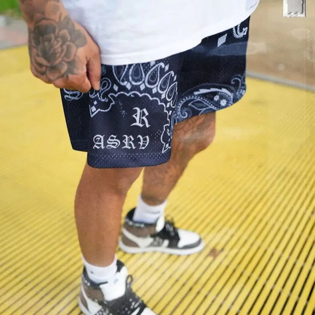SummerTrendy Cashew flowers Sports Graffiti Art style Short Classic Printed Gym Shorts Men's Gym Basketball Sports Beach Shorts