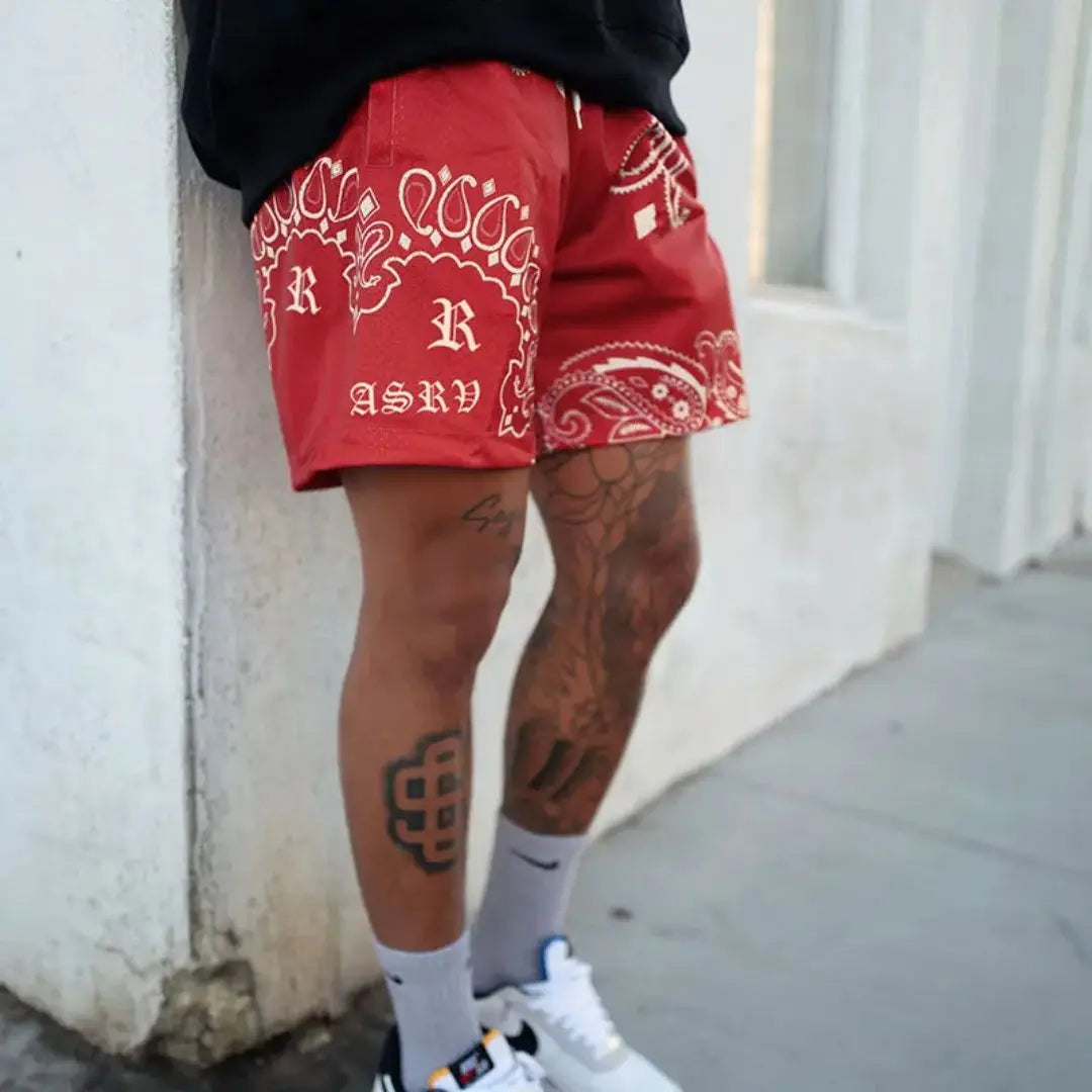 SummerTrendy Cashew flowers Sports Graffiti Art style Short Classic Printed Gym Shorts Men's Gym Basketball Sports Beach Shorts