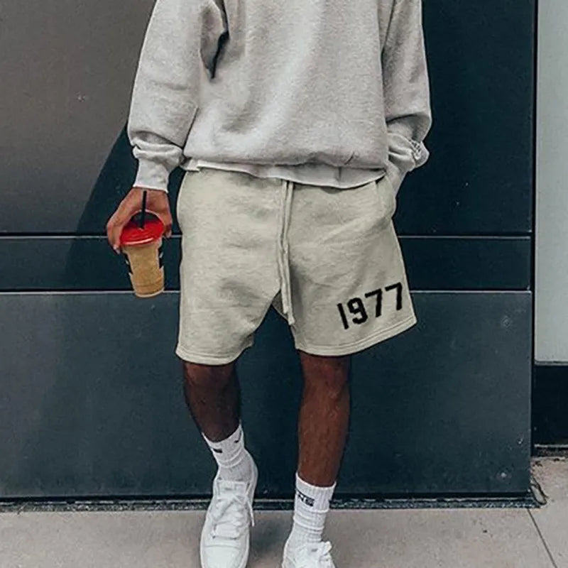 Shorts Men's and women's 1977 Contton casual quarter pants basketball sports gym loose high street cargo short hombre