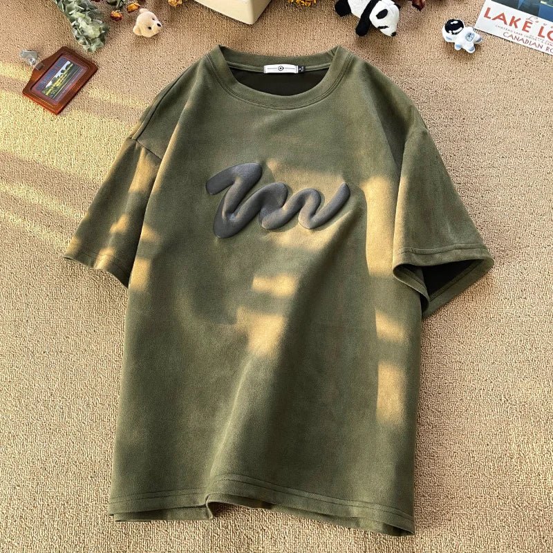 American Foaming Printing Men's T - shirt Harajuku Streetwear Suede Casual Tshirts Oversized Man Tees Round Neck Male Tops - Lucien Store
