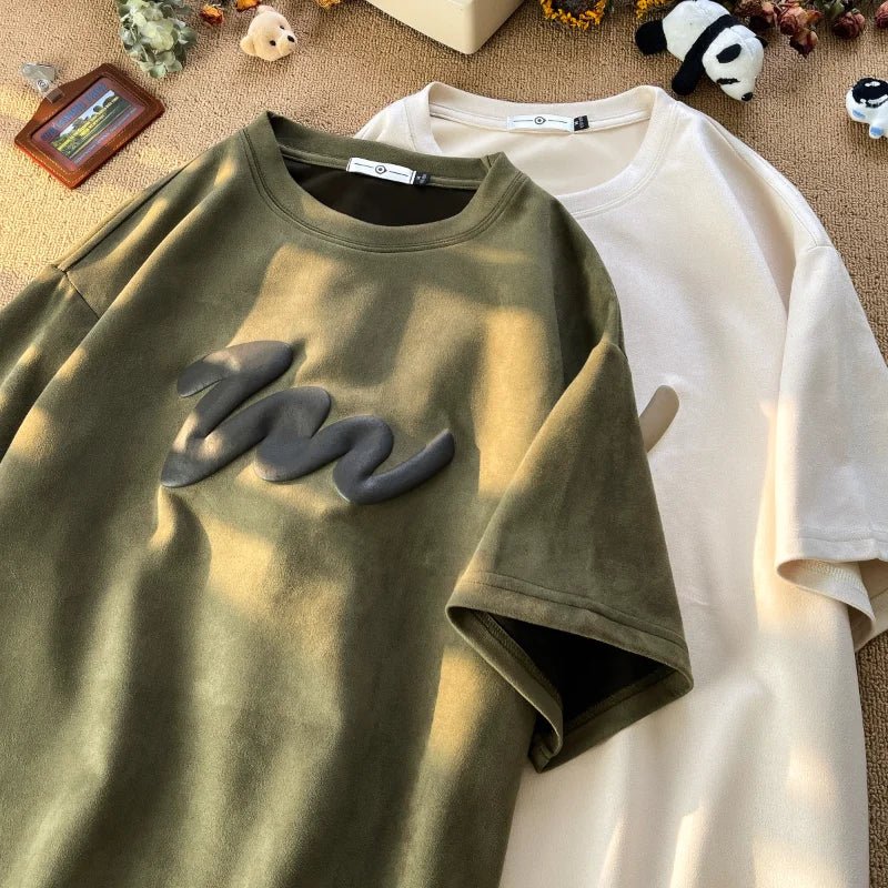 American Foaming Printing Men's T - shirt Harajuku Streetwear Suede Casual Tshirts Oversized Man Tees Round Neck Male Tops - Lucien Store
