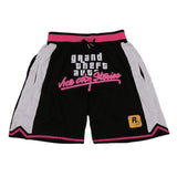 Basketball Shorts GTA VICE CITY Sewing Embroidery Outdoor Sport Beach Pants Shorts High - Quality Mesh Ventilation 2023 New White - Lucien Store