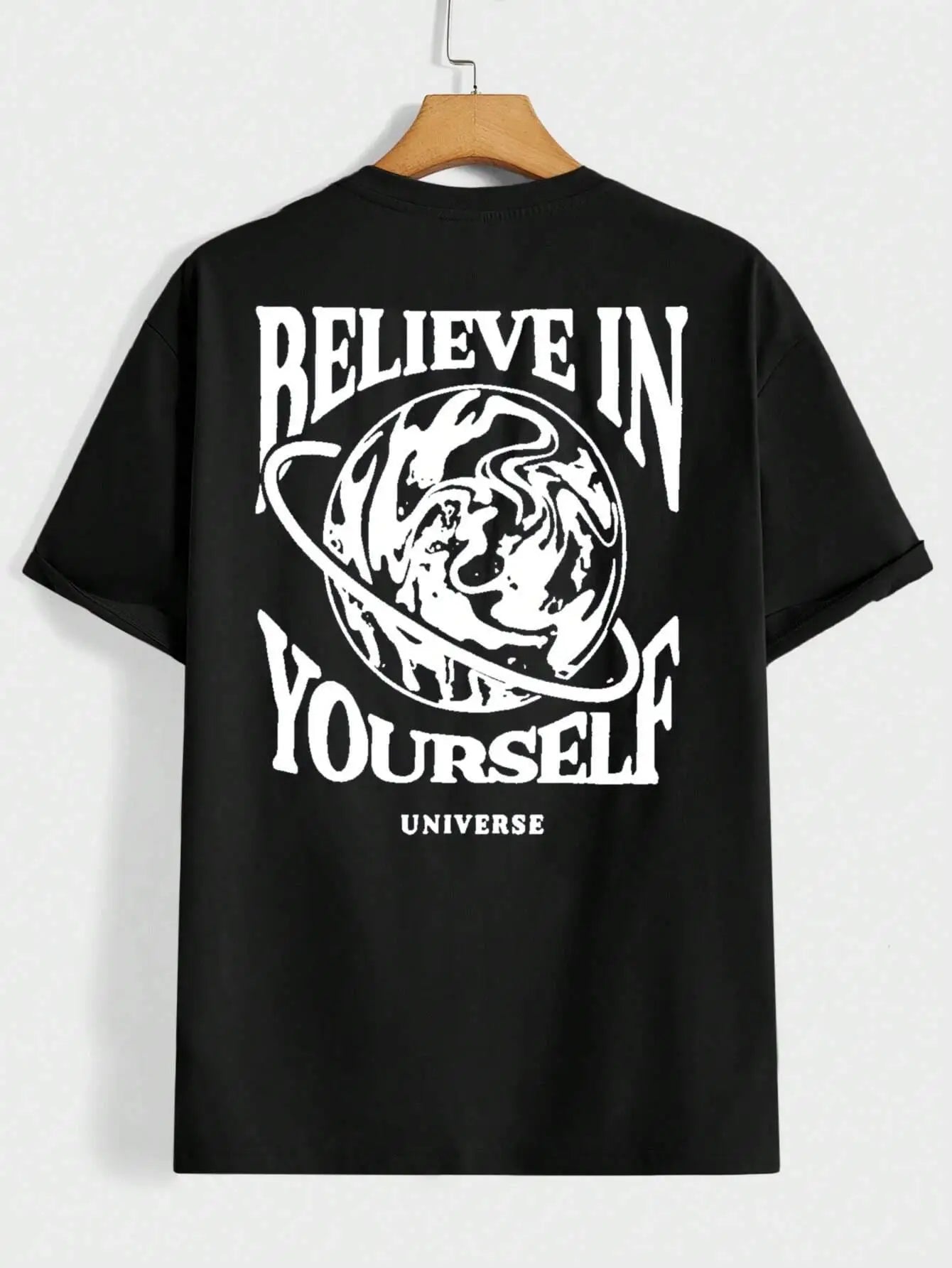 Believe In Yourself Universe Funny Graphic Men Tshirts Cotton Casual Short Sleeve Fashion Breathable Loose Oversized T - Shirt - Lucien Store