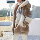 Alaska - striped winter jacket coat for women