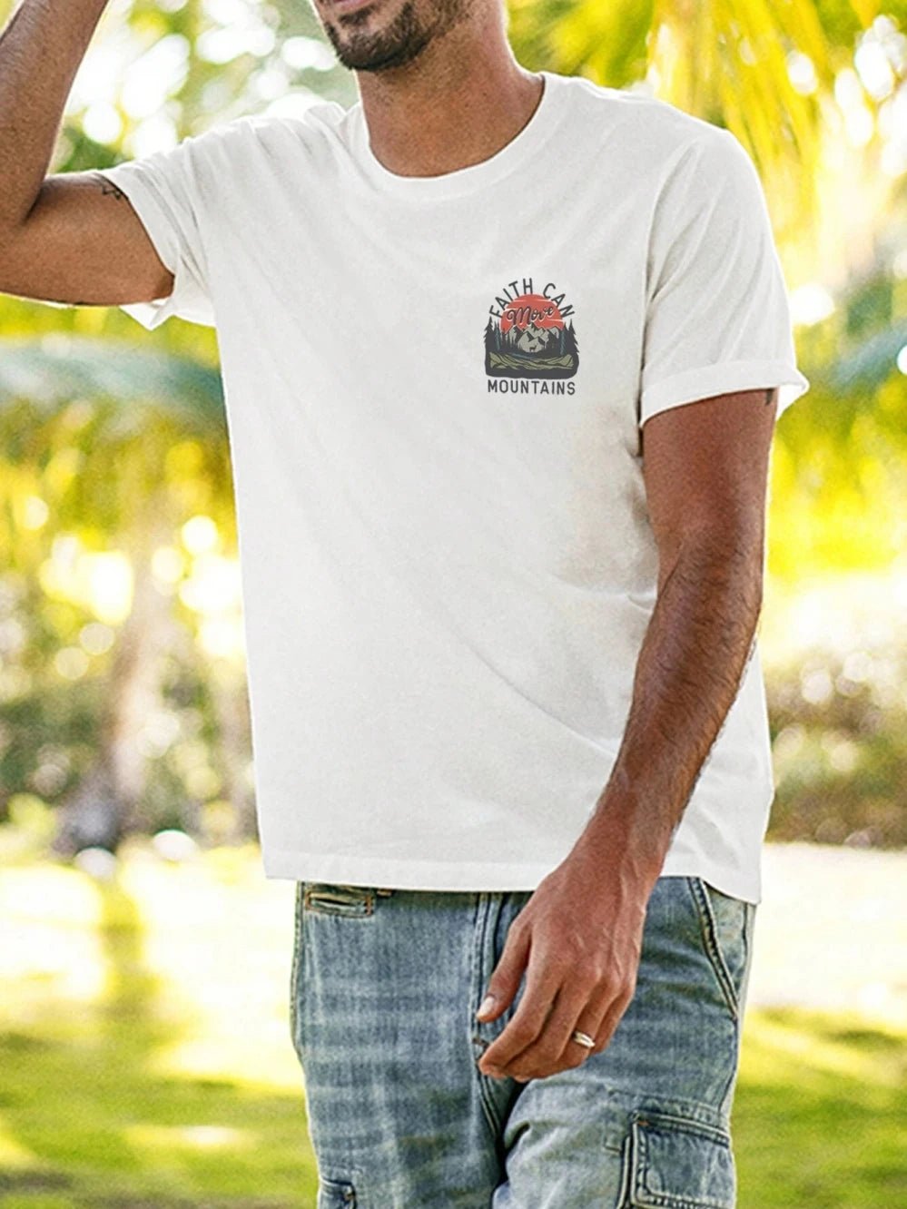 Faith Can Mountains Forward Direction Letter Men T Shirt Casual Oversize T - Shirt High Quality Cotton T - Shirt Summer Short Sleeve - Lucien Store