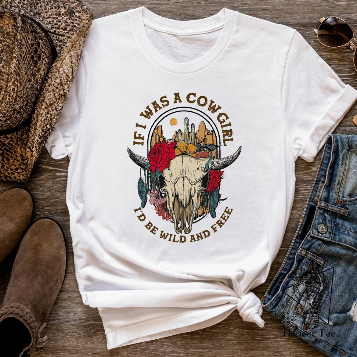 Fashion Versatile Cow Skull Shirt Printed Short Sleeve T - shirt Casual Cute Women's Pattern T - shirt Dress Summer Short Sleeve Wom - Lucien Store