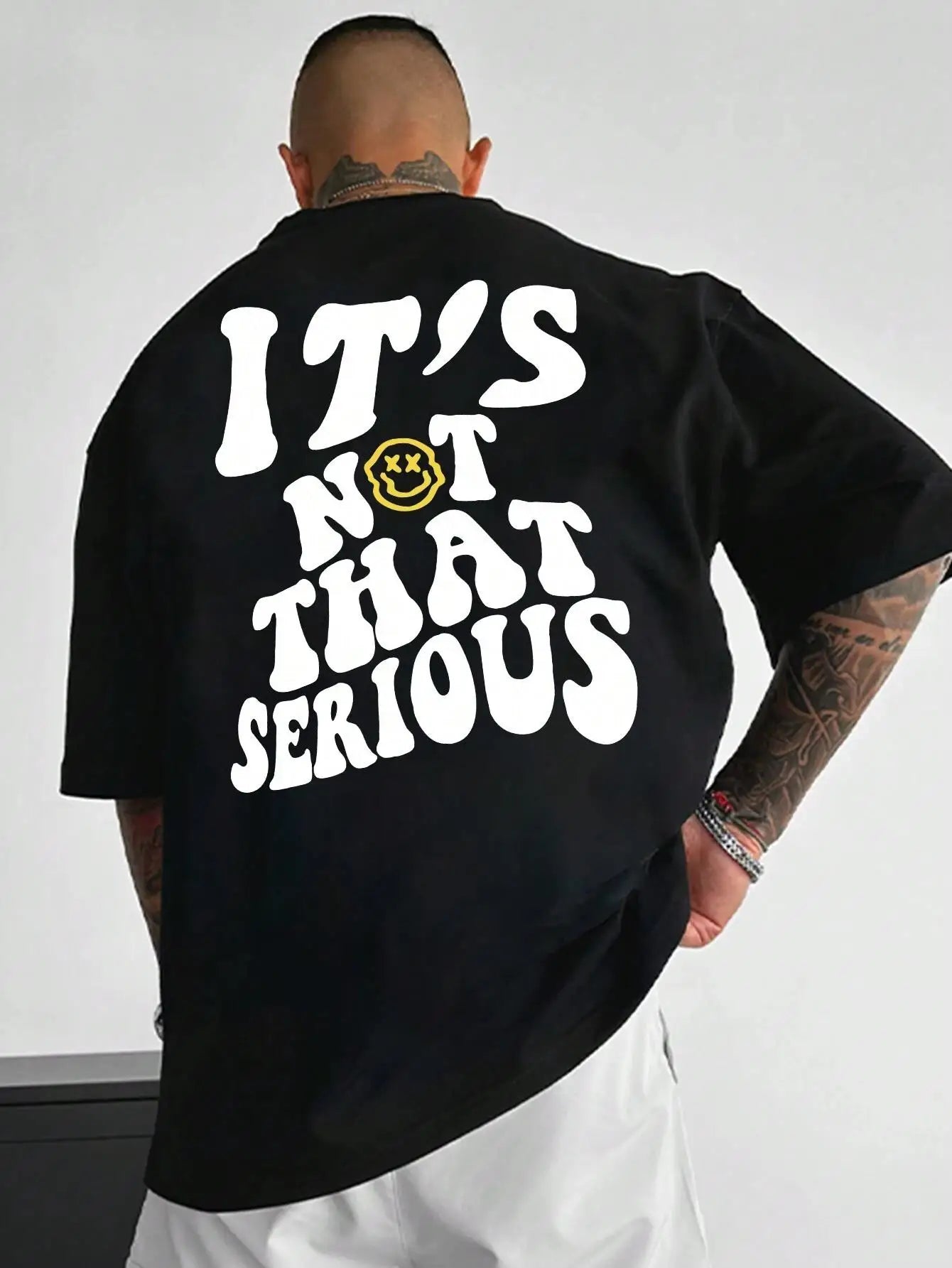 It'S Not That Serious Facing With A Smile Male Clothes Quality Oversize T - Shirts Summer Breathable T - Shirt Hip Hop Cotton Tee - Lucien Store