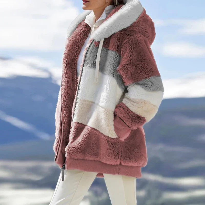 Alaska - striped winter jacket coat for women