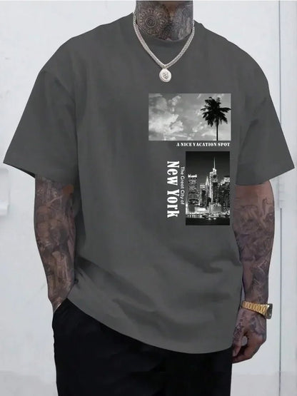 Men's Brand Cotton T - Shirt Fashion New York Letter Print Tee Casual Women Short Sleeve Top Summer Oversized Men T - shirt Clothing - Lucien Store