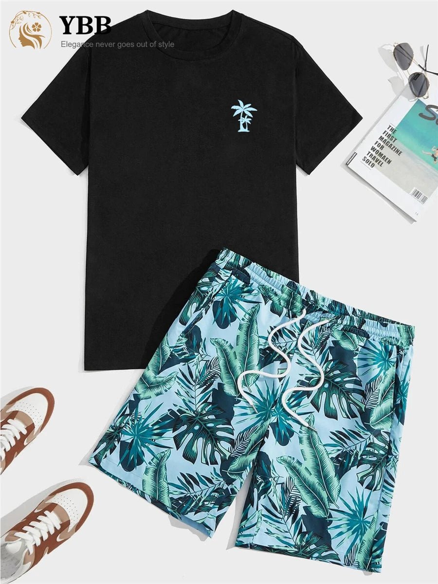Men's Two Piece Sets Party Club New Fashion Short - sleeve T - shirt Spring Summer Chic Men Clothing Beach Lazy Vocation Gym Sets - Lucien Store