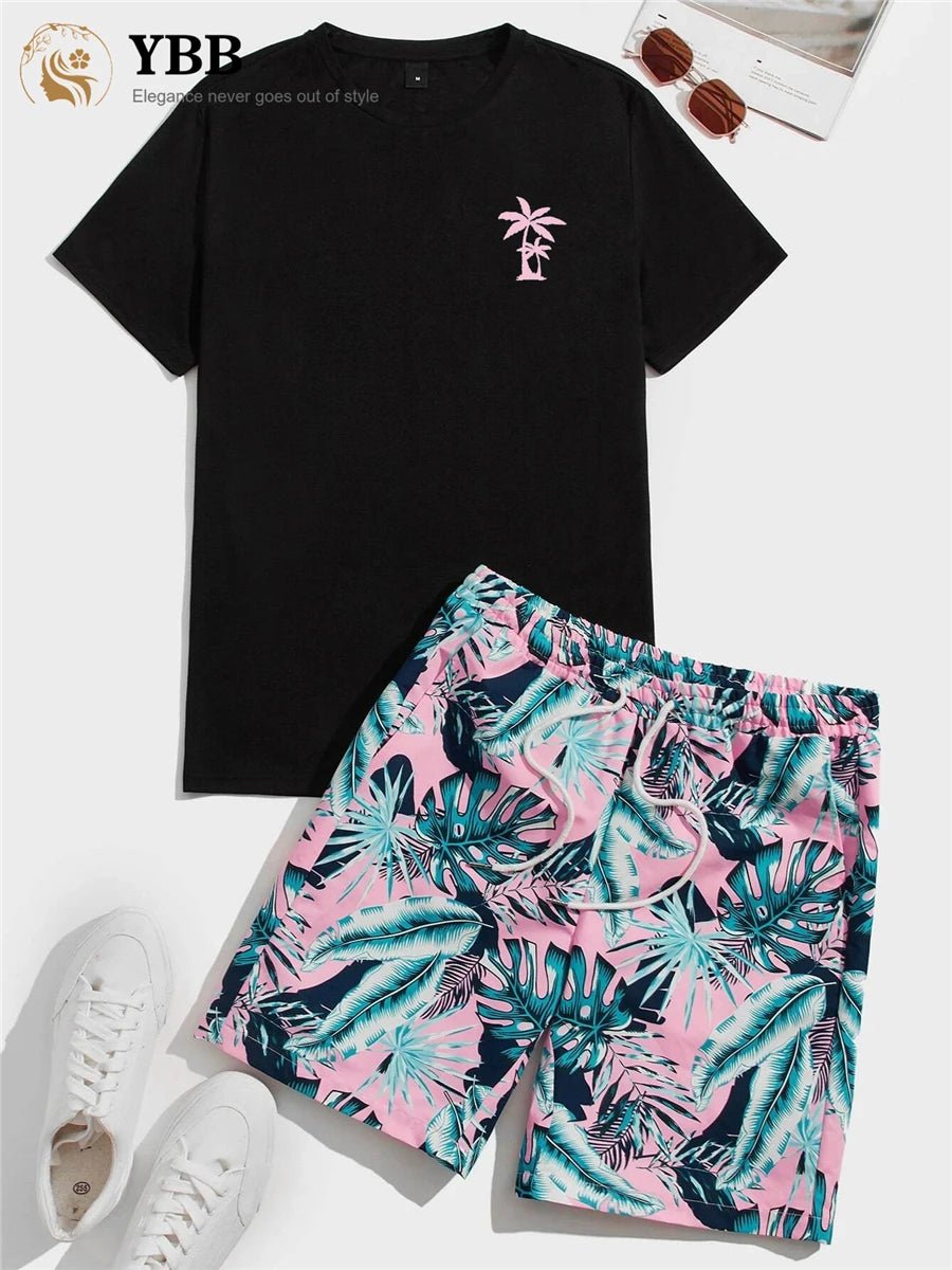 Men's Two Piece Sets Party Club New Fashion Short - sleeve T - shirt Spring Summer Chic Men Clothing Beach Lazy Vocation Gym Sets - Lucien Store