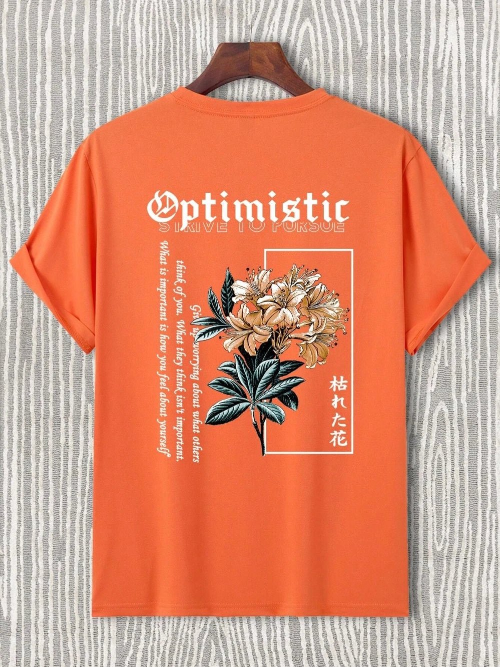 Optimistic Strive To Porsue Harajuku Flower Printing Male Tshirt Oversized Loose T Shirts Cotton T Shirts Breathable T - Shirts - Lucien Store