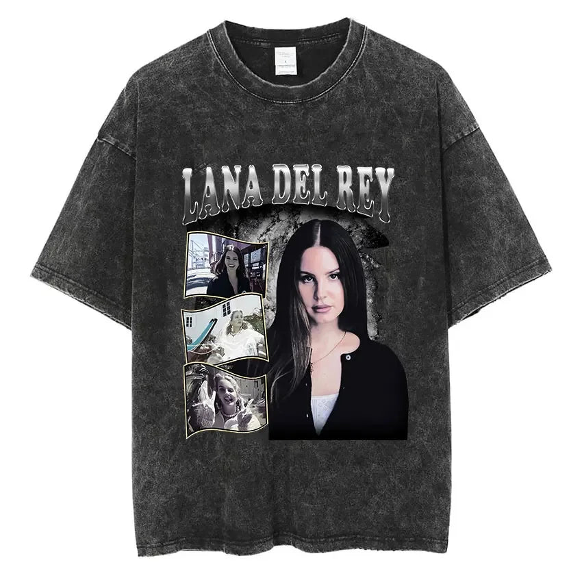 Singer Lana Del Rey Ldr Sailing Washed T - shirt Men Women Fashion Aesthetic Short Sleeve Tees Harajuku Vintage Streetwear T Shirt - Lucien Store