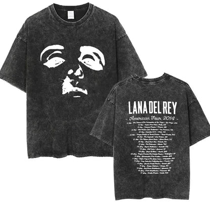 Singer Lana Del Rey Ldr Sailing Washed T - shirt Men Women Fashion Aesthetic Short Sleeve Tees Harajuku Vintage Streetwear T Shirt - Lucien Store