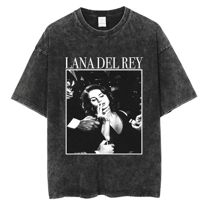 Singer Lana Del Rey Ldr Sailing Washed T - shirt Men Women Fashion Aesthetic Short Sleeve Tees Harajuku Vintage Streetwear T Shirt - Lucien Store