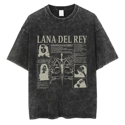 Singer Lana Del Rey Ldr Sailing Washed T - shirt Men Women Fashion Aesthetic Short Sleeve Tees Harajuku Vintage Streetwear T Shirt - Lucien Store