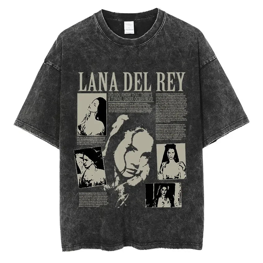 Singer Lana Del Rey Ldr Sailing Washed T - shirt Men Women Fashion Aesthetic Short Sleeve Tees Harajuku Vintage Streetwear T Shirt - Lucien Store