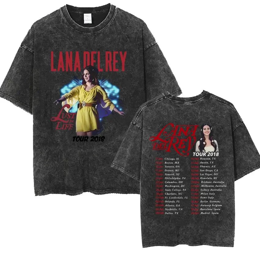 Singer Lana Del Rey Ldr Sailing Washed T - shirt Men Women Fashion Aesthetic Short Sleeve Tees Harajuku Vintage Streetwear T Shirt - Lucien Store