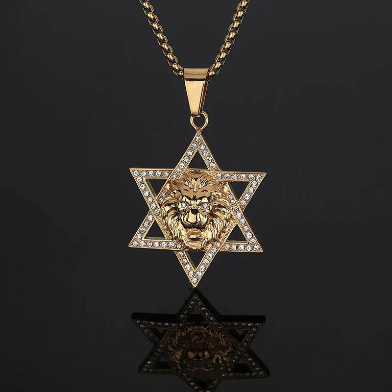 Star of David Lion שרשרת