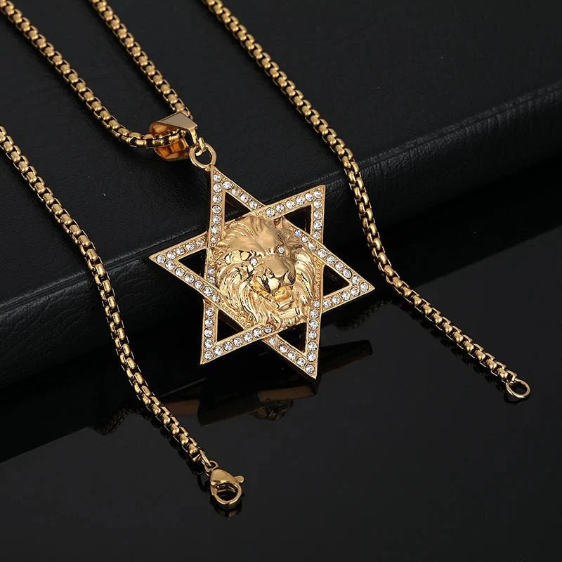 Star of David Lion שרשרת