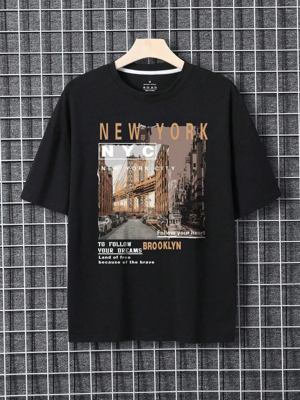 Street View Of Brooklyn, New York Men Clothing Oversized High Quality Streetwear Fashion Cotton Tops Casual Loose T - Shirt - Lucien Store