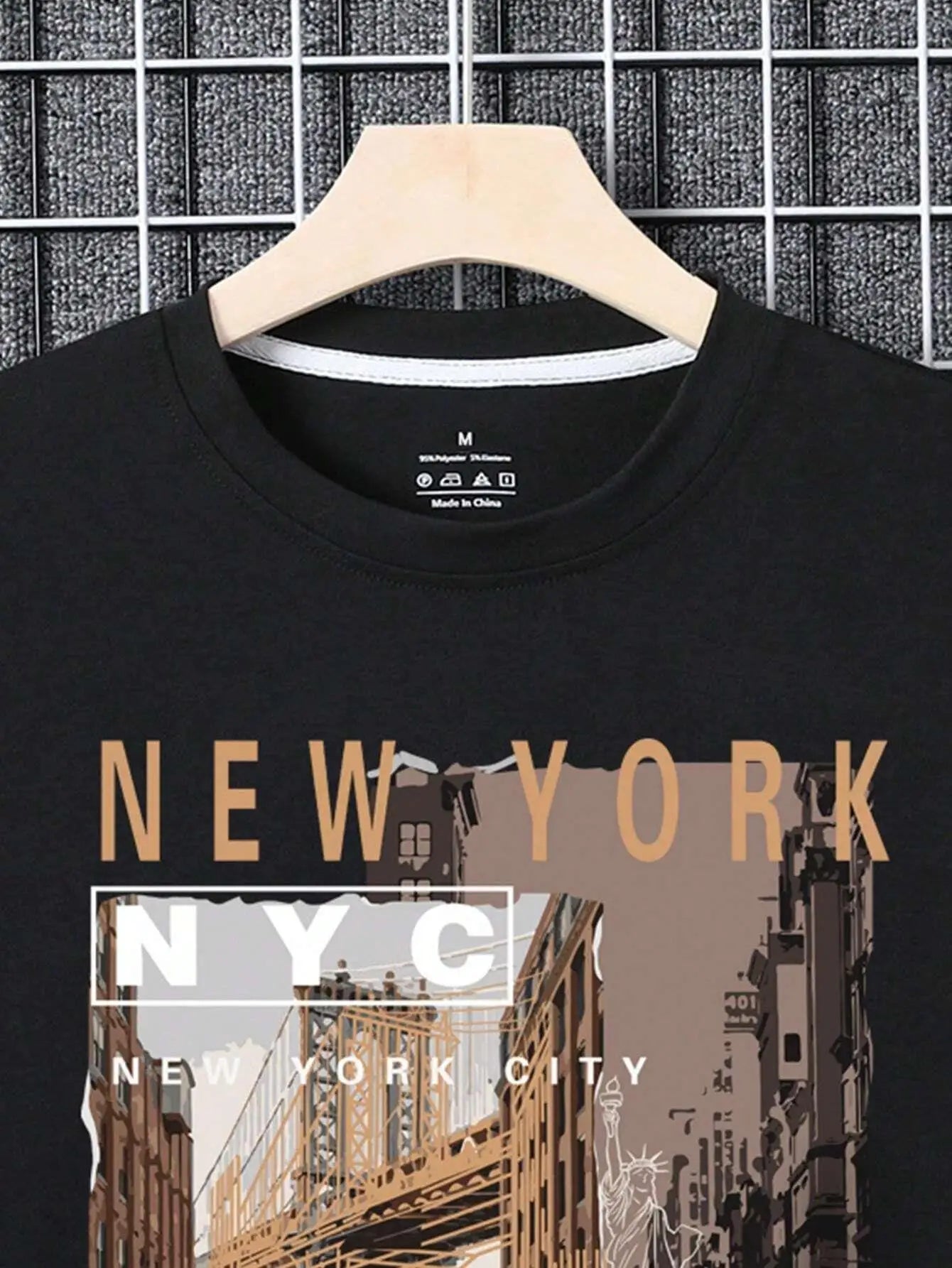 Street View Of Brooklyn, New York Men Clothing Oversized High Quality Streetwear Fashion Cotton Tops Casual Loose T - Shirt - Lucien Store
