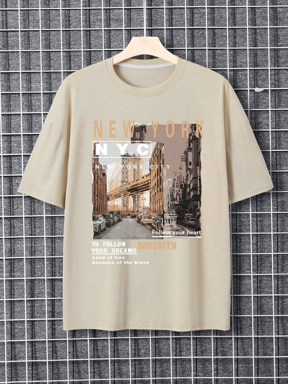 Street View Of Brooklyn, New York Men Clothing Oversized High Quality Streetwear Fashion Cotton Tops Casual Loose T - Shirt - Lucien Store